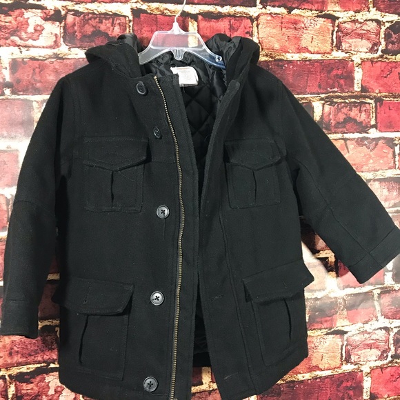 Gymboree thick pea coat boys extra small 3/4 Black - Picture 2 of 8